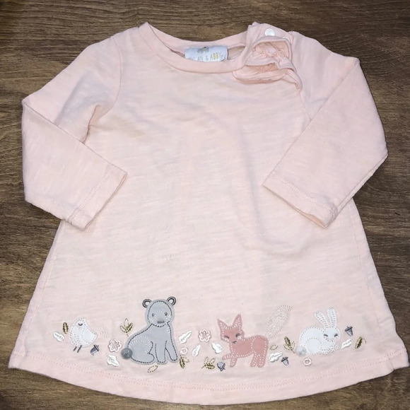 Dylan & Abby 3-6 month pink animal embroidered top - Picture 2 of 5